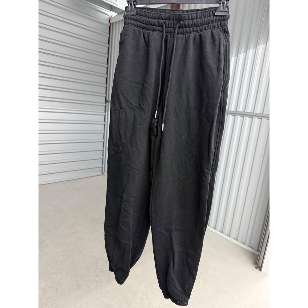 HM Black High Waisted Joggers Cotton Blend Fleece Sweatpants Women XS